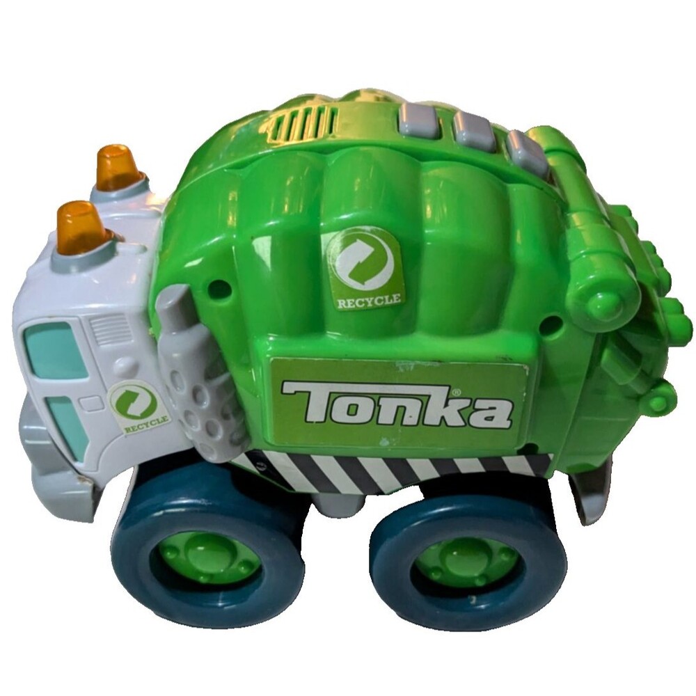 TONKA RECYCLING Hasbro BIG DUMP TRUCK Green W Sounds Lights